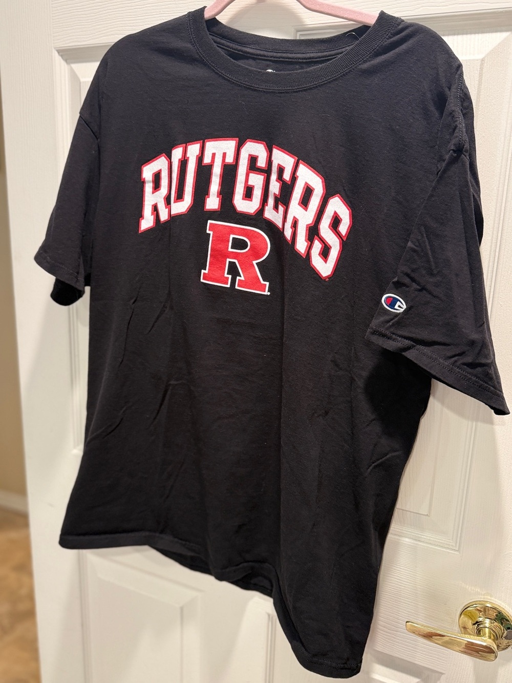 Champion Rutgers University Scarlet Knights Black Arched Logo T-Shirt Size XL - Picture 4 of 6